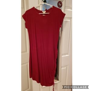 Deep Red Sinched Side Dress